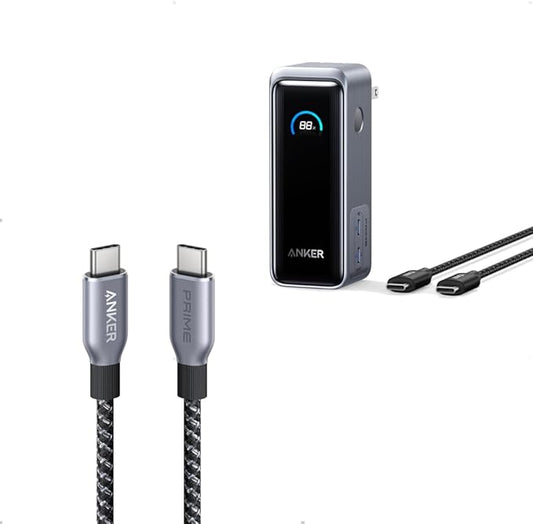Anker Prime USB C to USB C Cable, 240W Fast Charging Cord&Anker Prime Power Bank, 9,600mAh Battery Pack with 65W Output