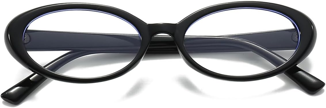 JOVAKIT Oval Blue Light Blocking Glasses for Women Men Vintage Fashion Small 90s Retro Oval Frame Style Eyeglasses