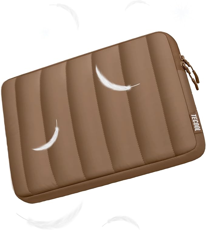 TECOOL Puffy Laptop Case 16 inch,Laptop Sleeve 16 inch for MacBook Pro 16 M5 M4 M3,16 Lenovo Thinkpad HP Acer Asus Dell Chromebook,Protective Waterproof 16 inch Sleeve Notebook with Small Case,Brown
