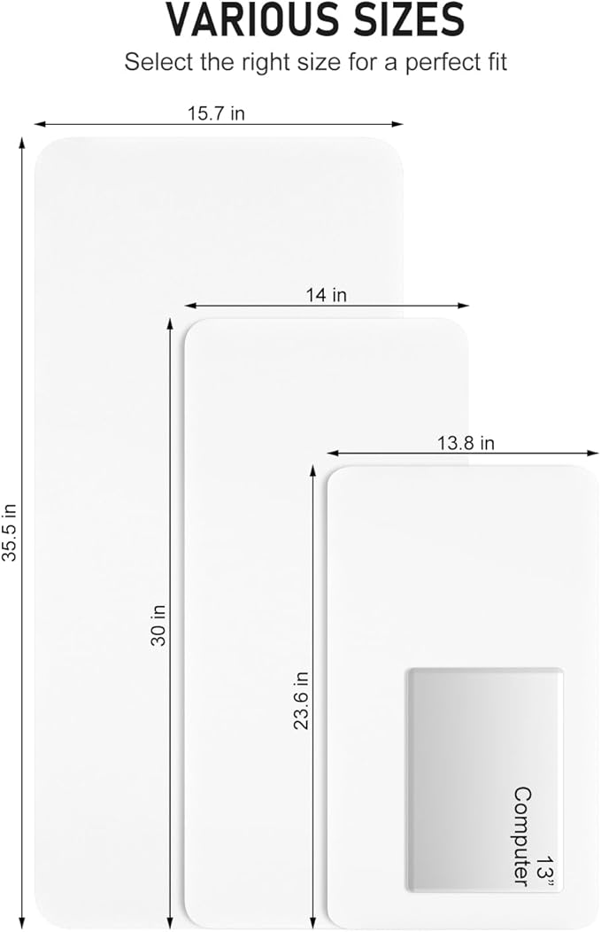 Desk Pad, 23.6" x 13.8" PU Leather Non-Slip Desk Mat Large Mouse Pad for Desktop, Waterproof Laptop Computer Writing Mat for Office, Home, Work, Gaming, White