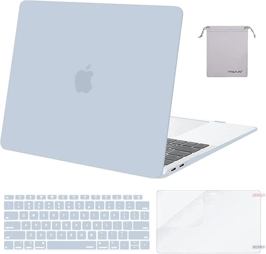 MOSISO Compatible with MacBook Air 13 inch Case M1 Chip 2021-2018 Release A2337 A2179 A1932, Plastic Hard Shell&Keyboard Cover&Screen Film&Storage Bag for MacBook Air 13.3 inch Case, Baby Blue