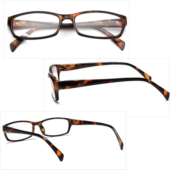 Henotin 5-Pack Reading Glasses Blue Light Blocking Anti Eyestrain Computer Reading Glasses for Women and Men Readers (5 Pack Tortoise, 2.00, Diopters)
