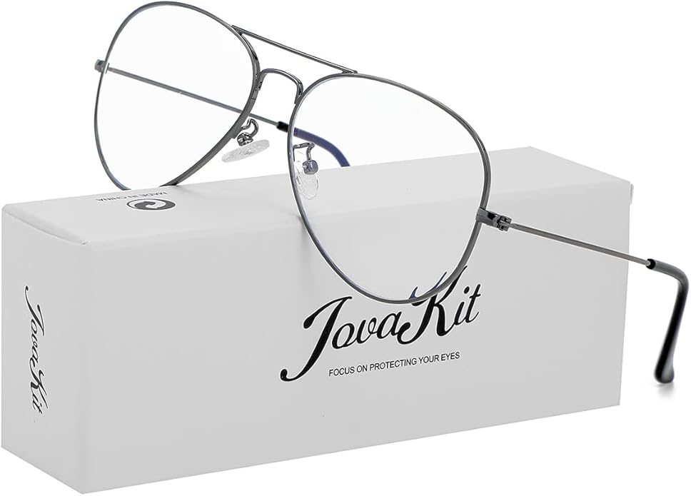 Aviator Clear Lens Glasses for Women Men Non-prescription Eyeglasses Blue Light Blocking Lens Metal Frame