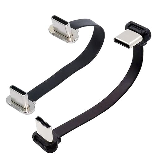 chenyang 2 Pack 2.76Inch USB C Short Flat Cable,USB 2.0 Type C Dual 90 Degree Angled PD 65W Fast Charge Data Extension Cable for Power Bank