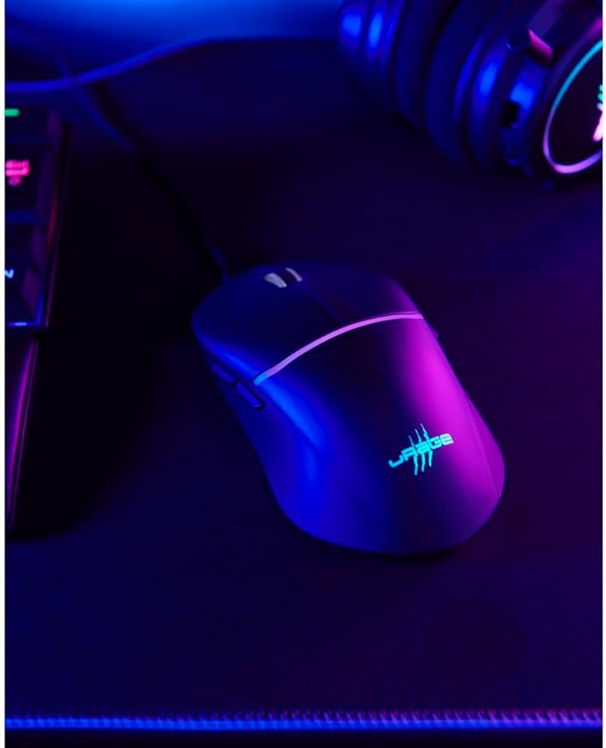 uRage RGB Reaper Gaming Mouse 330 Inches (Gaming Mouse LED Light, Ultra-Light, Right-Handed, 6 Programmable Buttons, 6200 dpi, Optical Sensor, Software, Detachable Cable 2 m, Gaming Stuff) Black