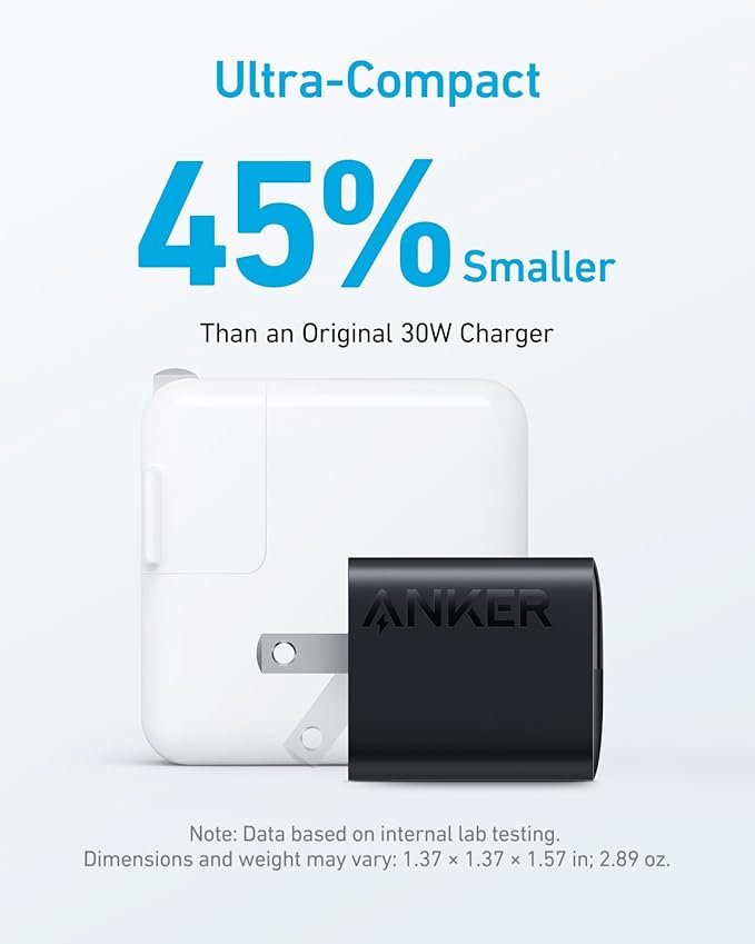 Anker USB C Charger Block, 33W 2 Port Compact Charger with Foldable Plug for iPhone 17/16 Series, Galaxy, and More (Cable Not Included, Black)