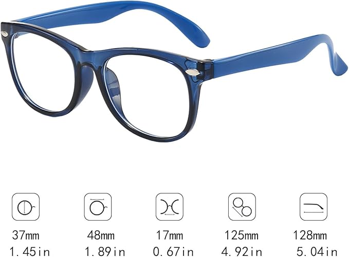 FANNYGO 2 Pack kids Blue Light Blocking Glasses For Girls And Boys Computer Blue Light Blocking Glasses For Age 3-11 (Dark blue + Light blue)