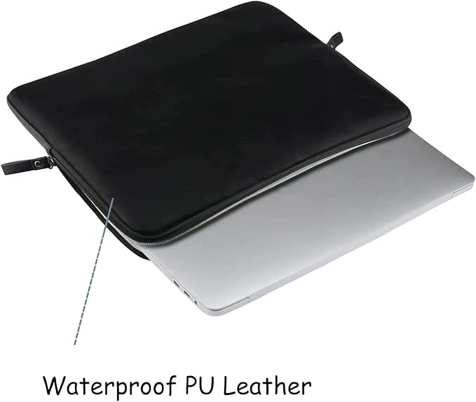 MOSISO Laptop Sleeve Bag 16 inch Compatible with MacBook Air 15 inch 2025-2023 M4 M3 M2/Pro 16 inch 2025-2019 M4 M3 M2 M1, 15-15.6 inch Notebook, PU Leather Padded Bag Waterproof Case, Black