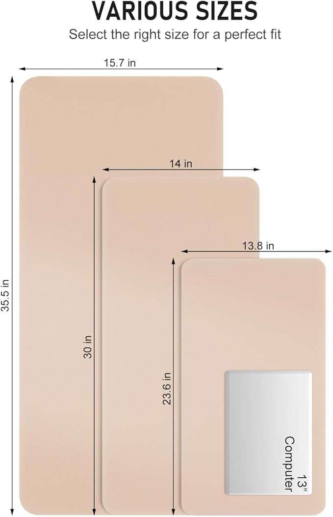 Desk Pad, 30" x 14" PU Leather Non-Slip Desk Mat Large Mouse Pad for Desktop, Waterproof Laptop Computer Writing Mat for Office, Home, Work, Gaming, Flesh Pink
