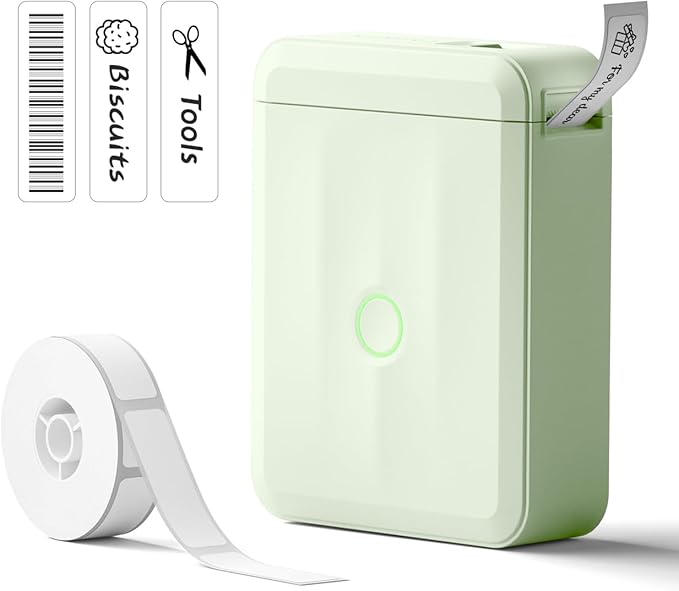 NIIMBOT Label Maker Machine Bluetooth Label Printer for School Home Office Organization, Wireless Mini Labeler D110 Upgraded Version, Label Machine with 1 Label Tape, Green