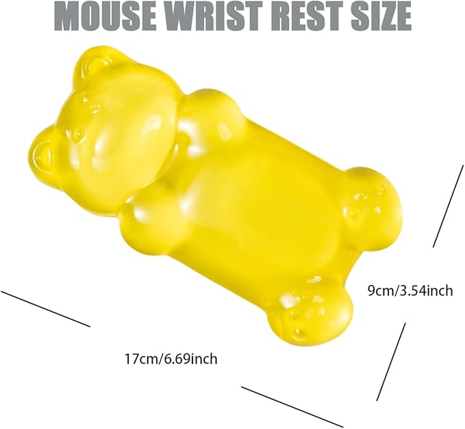 Ergonomic Silicone Gel Mouse Wrist Rest –Yellow Clear Cute Bear Mouse Wrist Rest, Comfort & Support for Typing and Gaming