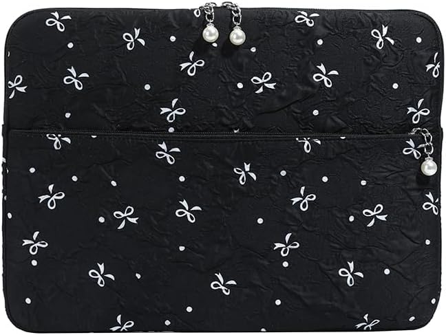 Coquette Laptop Sleeve, Slim 13-16 Inch Cute Laptop Case, Aesthetic Computer Bag with Bow-Dot Print for Mac