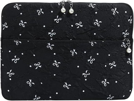 Coquette Laptop Sleeve, Slim 13-16 Inch Cute Laptop Case, Aesthetic Computer Bag with Bow-Dot Print for Mac