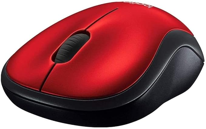 Logitech M185 Wireless Mouse, 2.4GHz with USB Mini Receiver, 12-Month Battery Life, 1000 DPI Optical Tracking, Ambidextrous, Compatible with PC, Mac, Laptop - Red