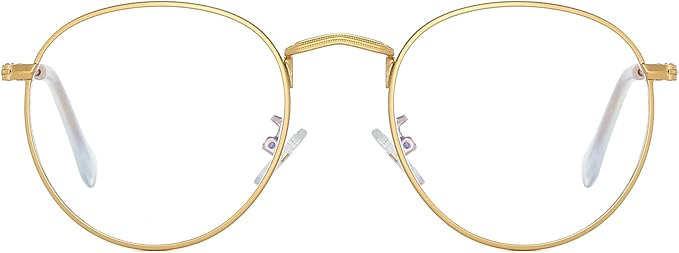AIEYEZO Blue Light Glasses for Women Men Fashion Retro Circle Wire Frames Eyeglasses Anti-Blue Light Computer Gaming Glasses