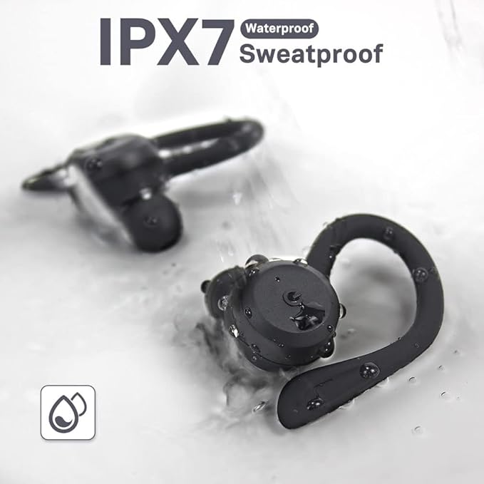 APEKX Bluetooth Headphones True Wireless Earbuds with Charging Case IPX7 Waterproof Stereo Sound Earphones Built-in Mic in-Ear Headsets Deep Bass for Sport Running Black