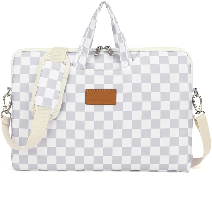 canvaslife Waterproof Pattern Resistant Laptop Shoulder Messenger Bag for Pro 16 inch and 15.6 inch-16 inch Laptop (Grey Checker)