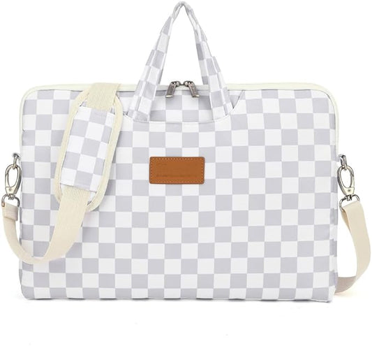 canvaslife Waterproof Pattern Resistant Laptop Shoulder Messenger Bag for Pro 16 inch and 15.6 inch-16 inch Laptop (Grey Checker)