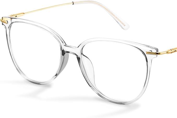 Gaoye Blue Light Blocking Glasses - Trending Round TR90 Frames, Metal Arms, UV400 Protection - Matching Soft Case