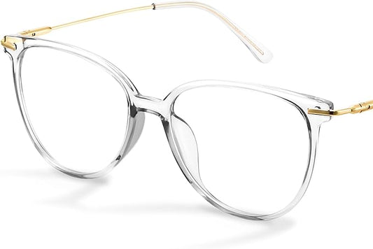Gaoye Blue Light Blocking Glasses - Trending Round TR90 Frames, Metal Arms, UV400 Protection - Matching Soft Case