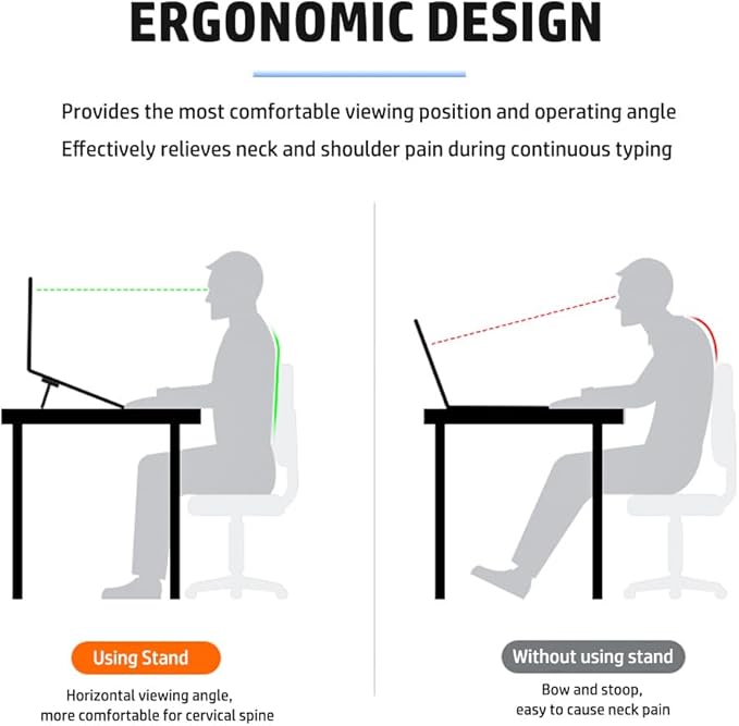 2PCS Zinc Alloy Mini Foldable Laptop Stand, Portable Computer Keyboard Riser with 2 Adjustable Angles, Self-Adhesive Invisible Notebook Stand and Keyboard Lift for Desk (Black)