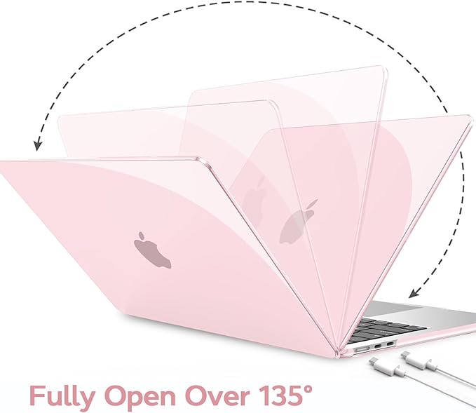 B BELK Compatible with MacBook Air 13 inch Case M5 2026 2025 2024-2022 M4 M3 M2 A3449 A3240 A3113 A2681, Plastic Hard Shell+Keyboard Cover+Screen Protector for MacBook Air 13.6 inch Case, Rose Pink