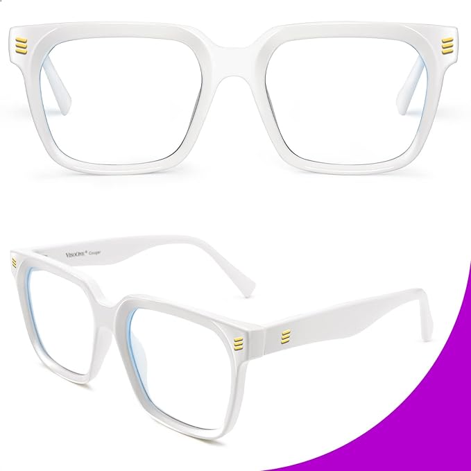 VISOONE Rectangle TR90 Blue Light Blocking Glasses Computer Eyewear with Preppy Look for Women and Men Cougar