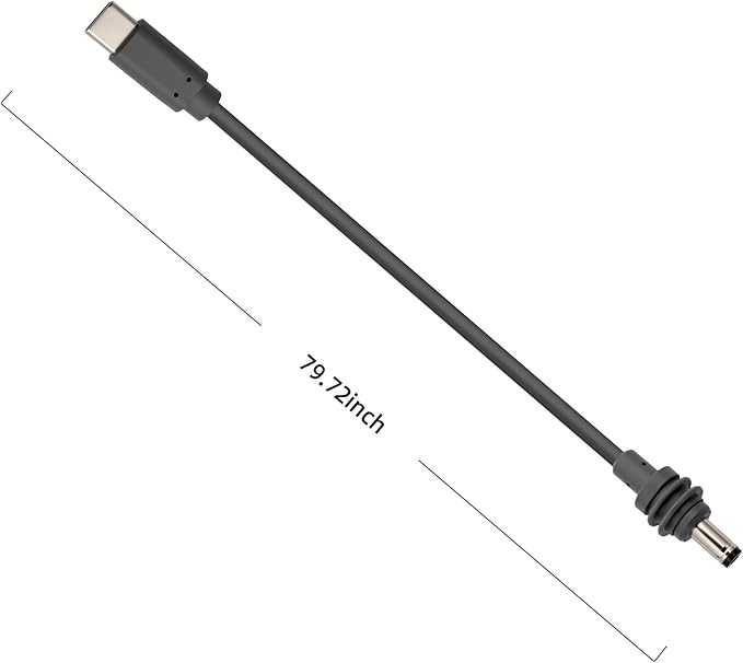 Mini USB C to DC 5.5x2.1mm Power Cable, Type-C to Waterproof DC5521 Cable for Power Bank 65W+ PD Source, Compatible with USB-C Devices, 6.5FT/2M