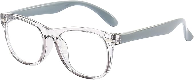 FANNYGO 1 Pack kids Blue Light Blocking Glasses For Girls And Boys Computer Blue Light Blocking Glasses For Age 3-11 (Light gray)