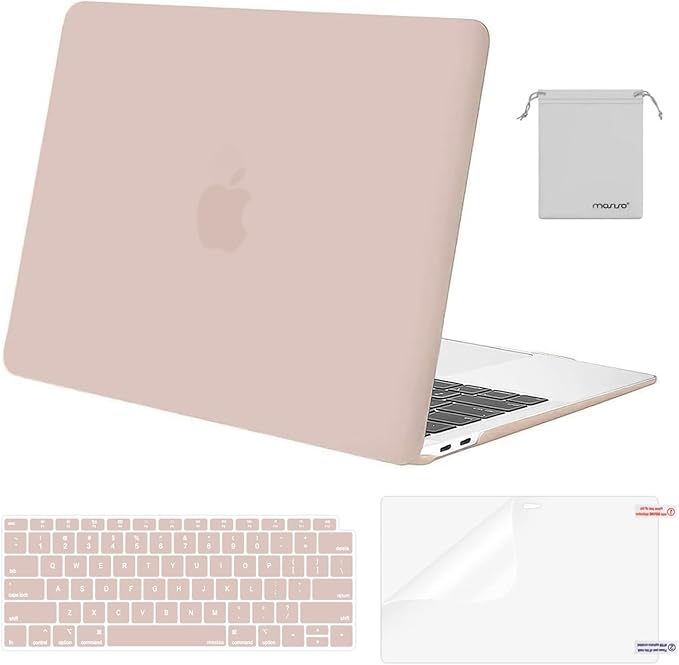 MOSISO Compatible with MacBook Air 13 inch Case M1 Chip 2021-2018 Release A2337 A2179 A1932, Plastic Hard Shell&Keyboard Cover&Screen Film&Storage Bag for MacBook Air 13.3 inch Case, Camel