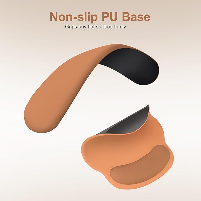 MOSISO Wrist Rest Support for Mouse Pad&Keyboard Set, Circle Curved Ergonomic Mousepad&Coaster Non-Slip Base Home/Office Pain Relief&Easy Typing Pad with Soft Cloth&Silicone Lining, Cosmic Orange