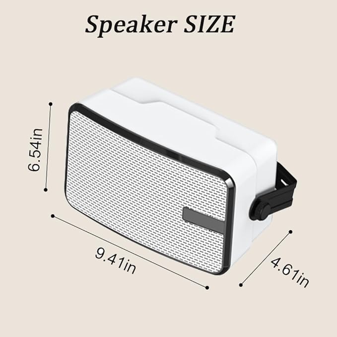 Outdoor Bluetooth Speakers 400w for Garage, Patio, Porch, Gazebo, Soffit, Entertainment Room. Wall Mount Speaker, Wireless Sync Up to 100 Speakers, IPX5 Waterproof (2 Pcs)