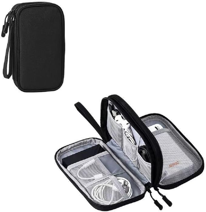 Yiasangly Electronic Organizer Bag, Waterproof Portable Travel Cable Storage Bag, Multifunctional Cord Storage Case for USB Drive, Dard Drive, Power Bank, Charger, Mouse, USB Cable, Headphones - Black