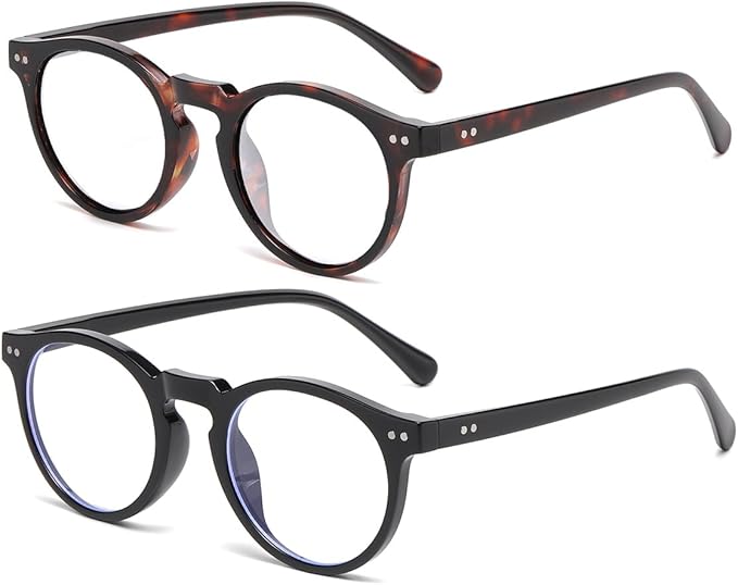 JOVAKIT Round Blue Light Glasses for Women Men Fashion Retro 90s Small Frame Computer Eyeglasses Anti Eyestrain