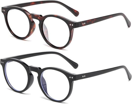 JOVAKIT Round Blue Light Glasses for Women Men Fashion Retro 90s Small Frame Computer Eyeglasses Anti Eyestrain