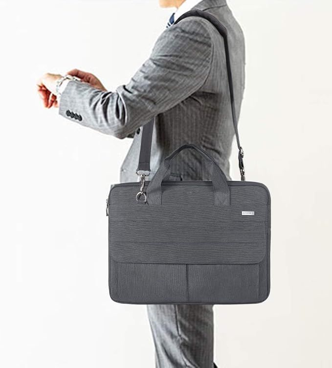 LANDICI Laptop Bag Carrying Case 15.6 Inch with Shoulder Strap, Slim Waterproof Computer Sleeve Cover Compatible with MacBook Pro 15/16, 15-16 Inch HP Acer Dell Lenovo ASUS Laptop, Grey