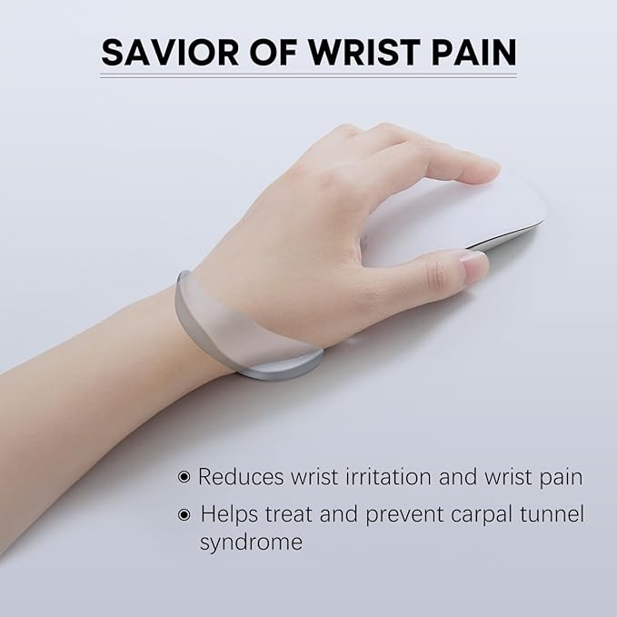 JIKIOU Left-Handed Truly Ergonomic Wrist Rest for Mouse 2 Pack, Carpal Tunnel Support, Pain Relief, Anti-Fatigue, Easy Glide, Office Computer Laptop Gaming (Left-Handed-Grey)