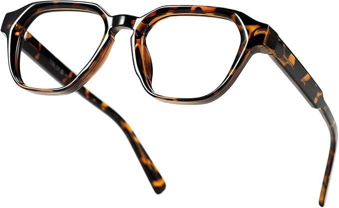 TIJN Blue Light Blocking Glasses, Anti Eyestrain UV Protection, TR90 Square Frame Glasses Chic Preppy Look for Women and Men