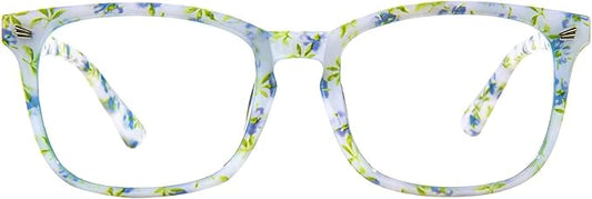 MAXJULI Blue Light Blocking Glasses,Computer Reading/Gaming/TV/Phones Glasses for Women Men(Porcelain Flower)