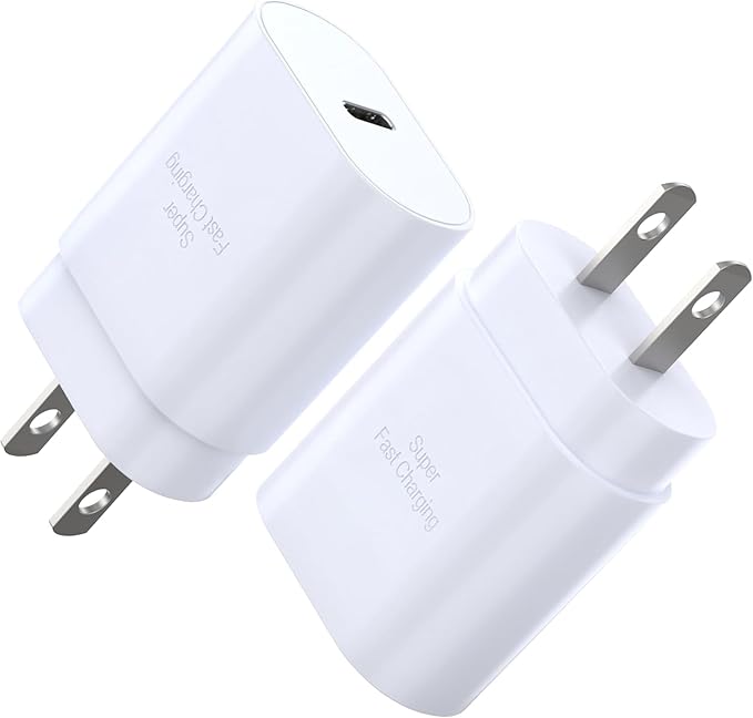 TT&C 30W USB-C Power Brick, PD Super Fast Type-C Wall Adapter Compatible with iPhone 17, 17 Pro Max, iPhone Air, 17e, 16, 16e, 15, iPad mini, Samsung Galaxy S26, S25, S24 White 2-Pack