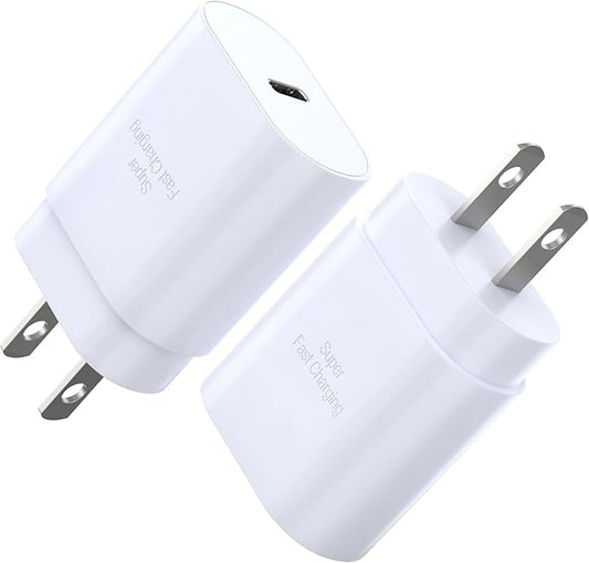 TT&C 30W USB-C Power Brick, PD Super Fast Type-C Wall Adapter Compatible with iPhone 17, 17 Pro Max, iPhone Air, 17e, 16, 16e, 15, iPad mini, Samsung Galaxy S26, S25, S24 White 2-Pack