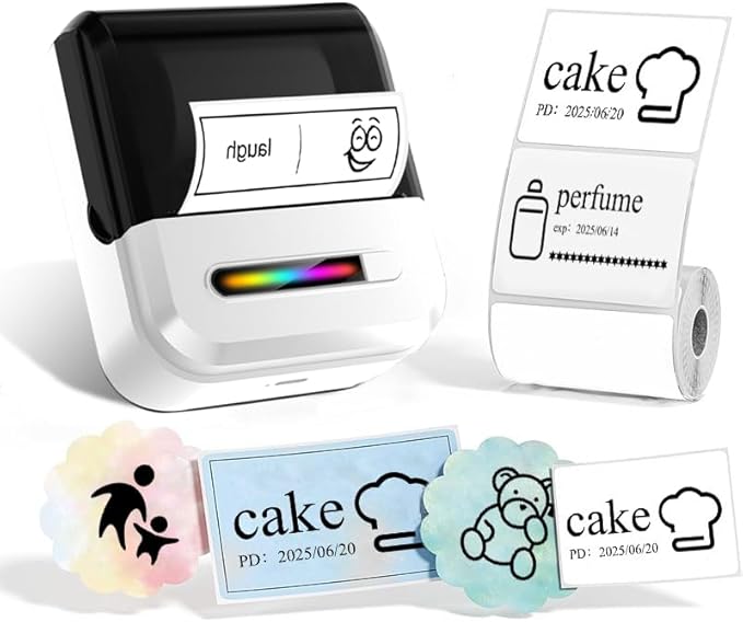 U1 Label Maker Machine,Portable Thermal Label Printer,Mini Bluetooth Inkless Label Stickers Makers for Home Storage School Business Office,Labeler Compatible with iOS & Android(White)