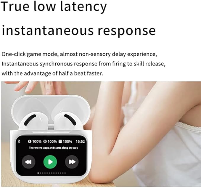 Touch-Screen Bluetooth 5.4 Wireless Earbuds HiFi Stereo Sound Ergonomic Design IPX7 Waterproof 4-40 Hour Long Playtime Multi-Function Headphones Compatible with Android/iOS