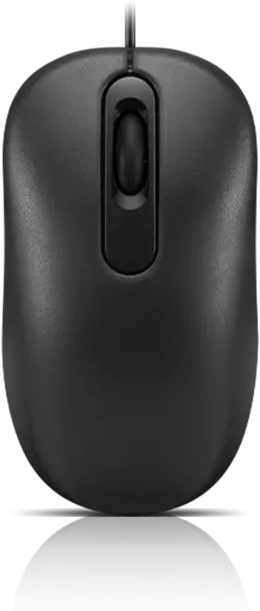 Lenovo 100 Wired USB Computer Mouse for PC, Laptop, Computer with Windows - Full-Size - Ambidextrous Design - 3 Buttons - Red Optical Sensor ?€? Black