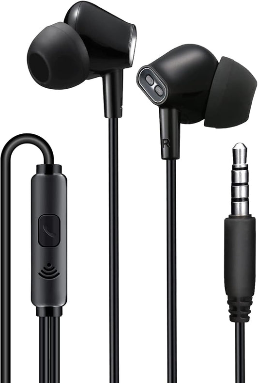 Wired Earbuds Headphones for School with Microphone Noise Isolating Stereo Bass in-Ear Earphones – for Smartphones, Tablets, Schools, Ipads, Multiuse - 3.5mm Plug in Audio Jack - Black