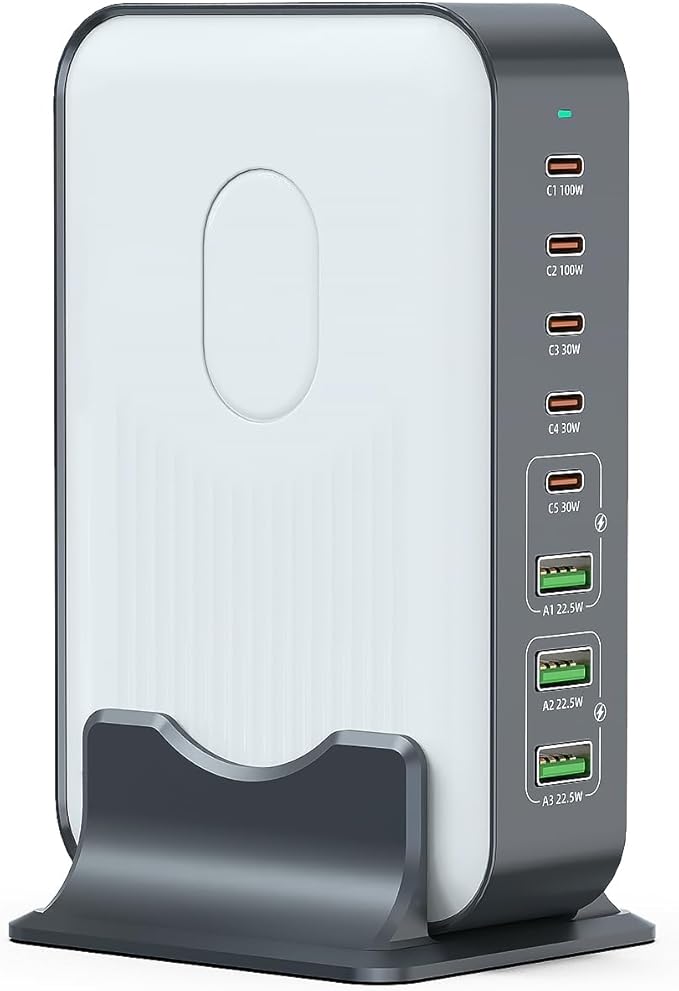 8 Ports USB C Fast Charger Block, Chagring Station Dual 100W PD PPS HUB for Multiple Devices, Laptop Adapter Compatible with MacBook Pro/Air iPad iPhone Pro Max