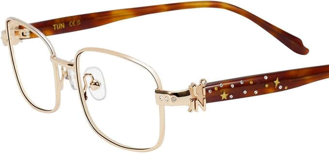 TIJN Blue Light Blocking Glasses for Woman Men, Square Acetate Metal Frame Eye Glasses for Cosplay & Anime Girl, Rin