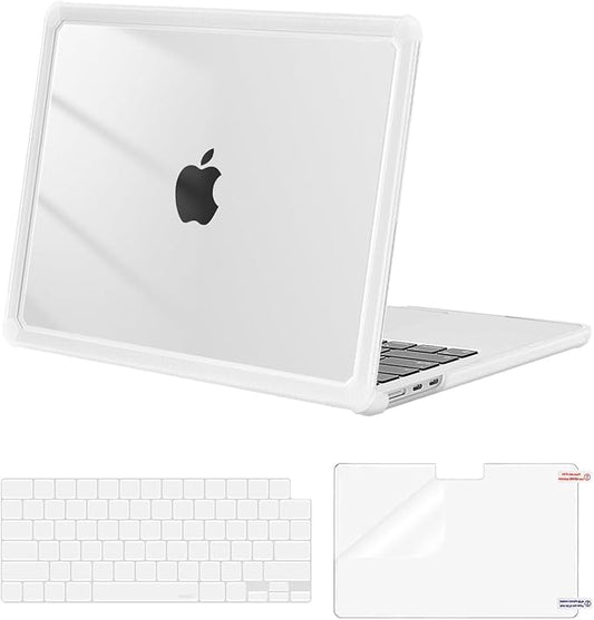 MOSISO Compatible with MacBook Air 13 inch Case M5 2026 M4 2025 M3 M2 2024-2022 A3449 A3240 A3113 A2681,3 in 1 Kit Crack-Resistant Heavy Duty Protective Plastic Hard Case with TPU Bumper,Crystal Clear