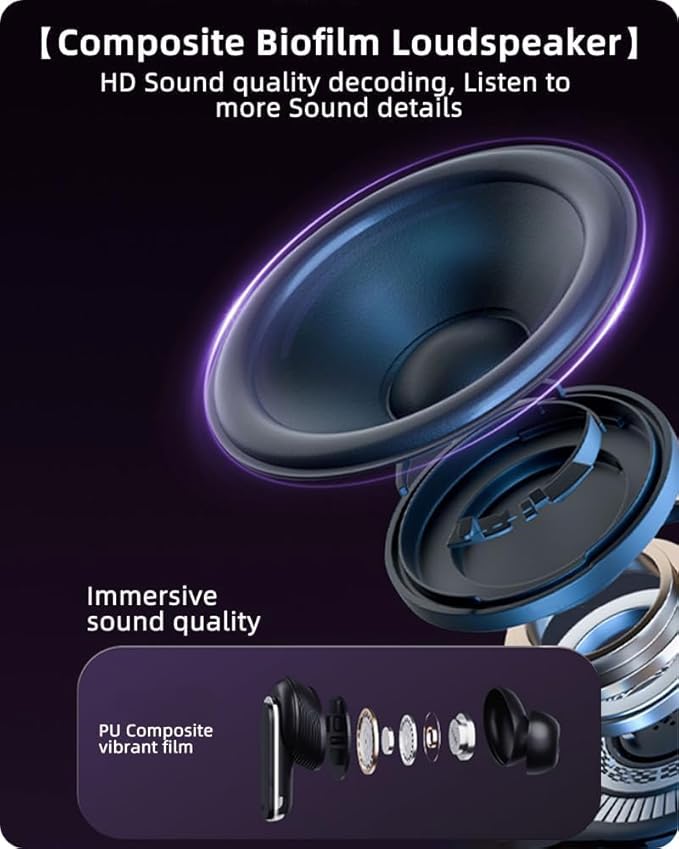 Acuvar Wireless Earbuds Bluetooth Headphones with LED Display, Stereo in Ear Noise Canceling Waterproof USB-C Headphones with Mic for iPhone Android iOS (Black)