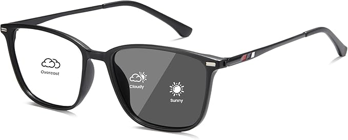 Cyxus Blue Light Blocking Glasses Photochromic Men Square Computer Gaming UV400 Protection 8208iT43
